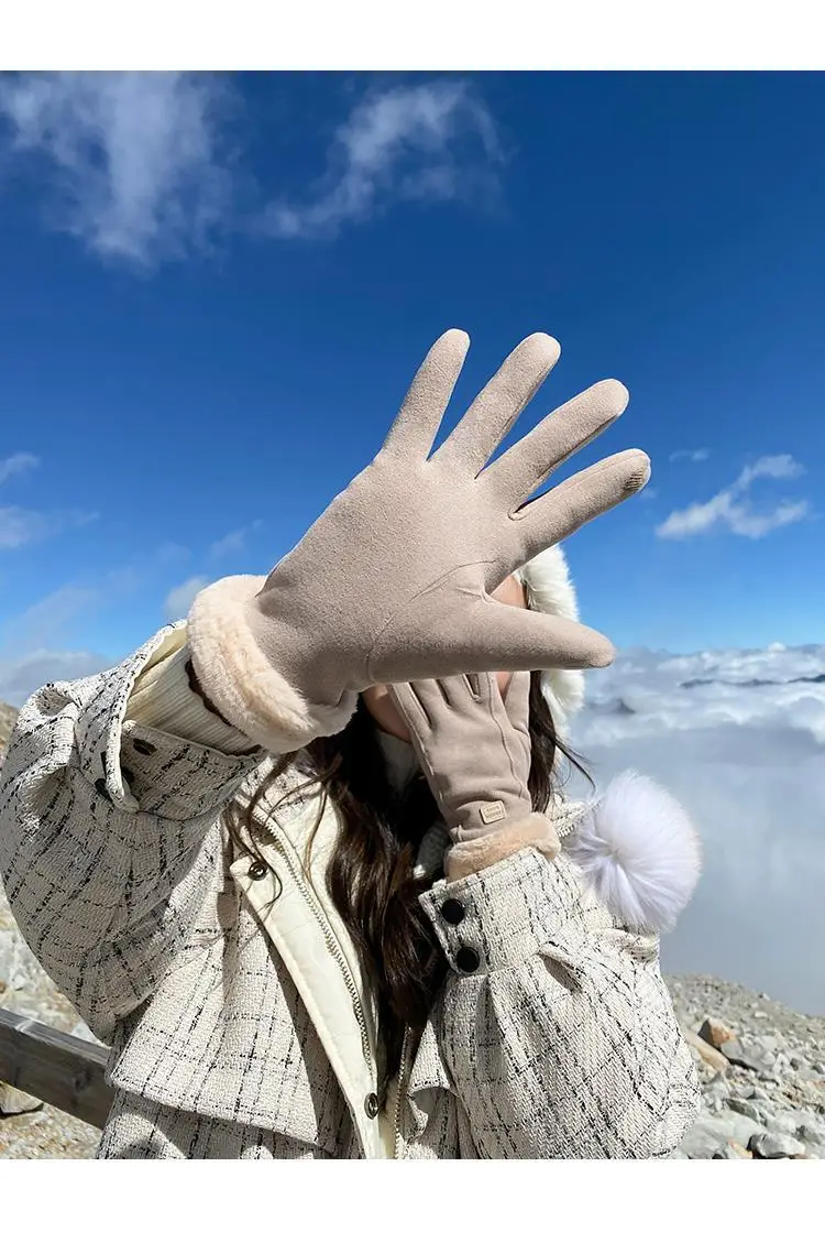 Women Winter Cycling Gloves Velvet Touch Screen Warm Coldproof — feature 7