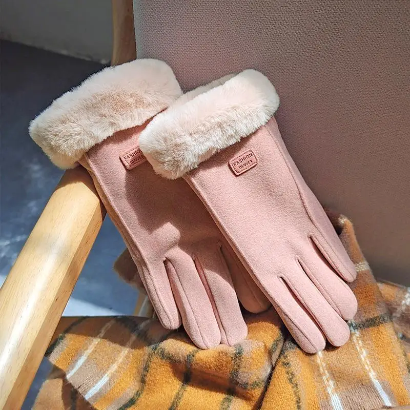 Women Winter Cycling Gloves Velvet Touch Screen Warm Coldproof - Image 2