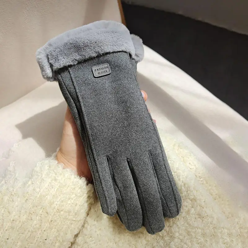 Women Winter Cycling Gloves Velvet Touch Screen Warm Coldproof - Image 3