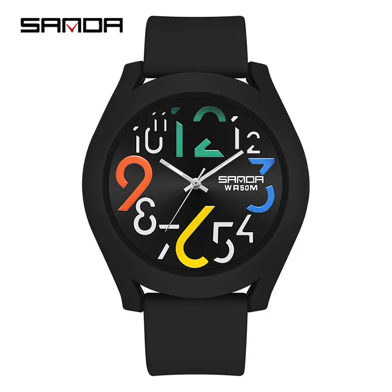 Women's White Digital Analog Wristwatch with Detachable Silicone Strap - Image 9