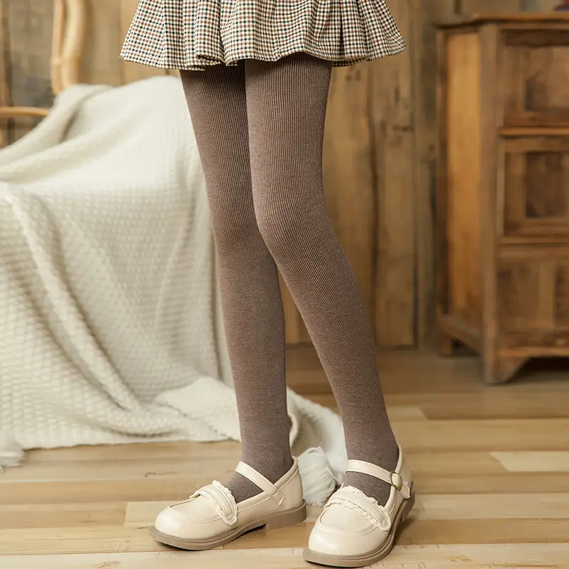 Girls Velvet Padded Leggings Winter Warm Foot Panties