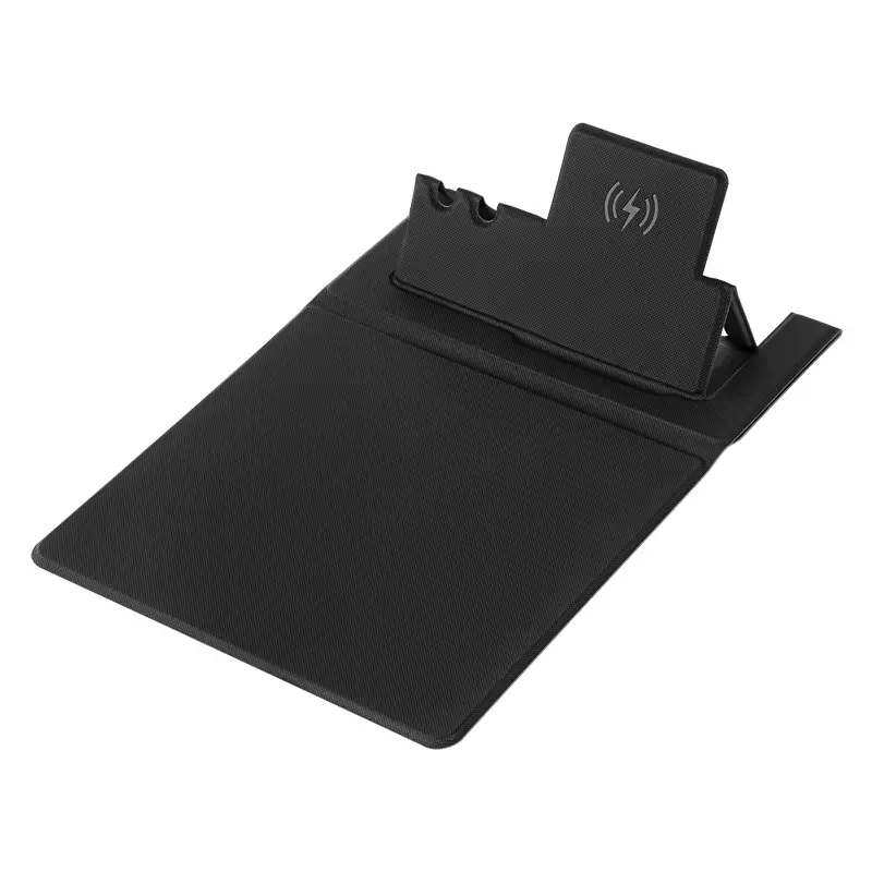 Yellow PU Leather Foldable Mobile Mouse Pad with Pen Slot - Image 7