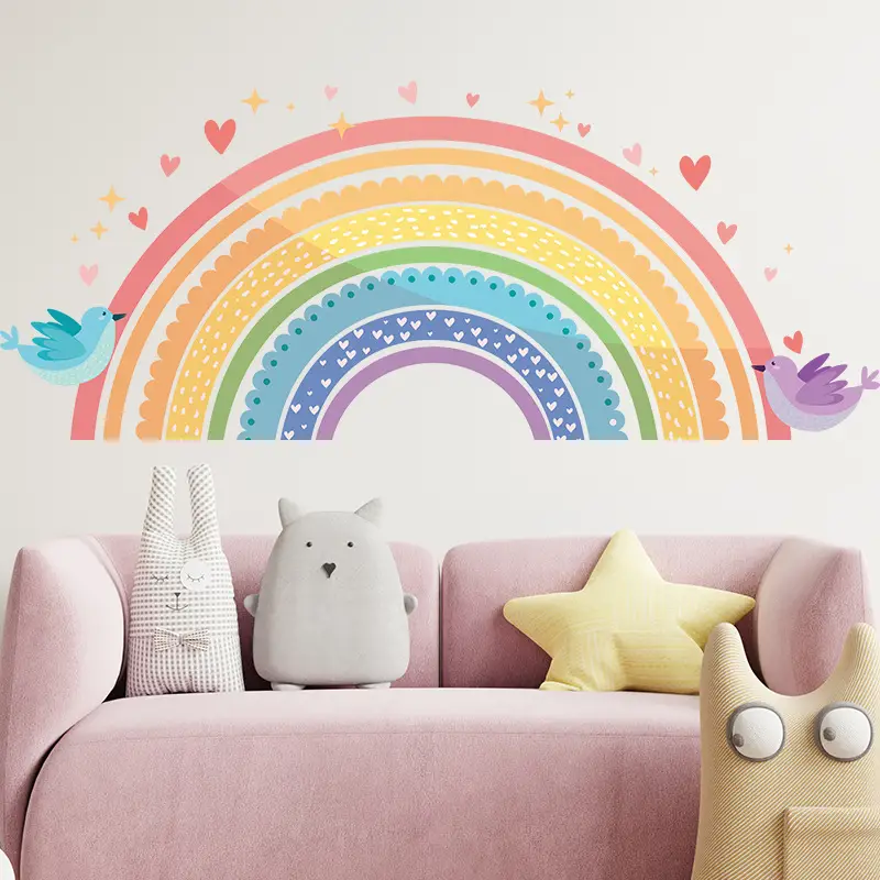 Cartoon Rainbow Bird Love Wall Stickers for Kids Room — feature 8