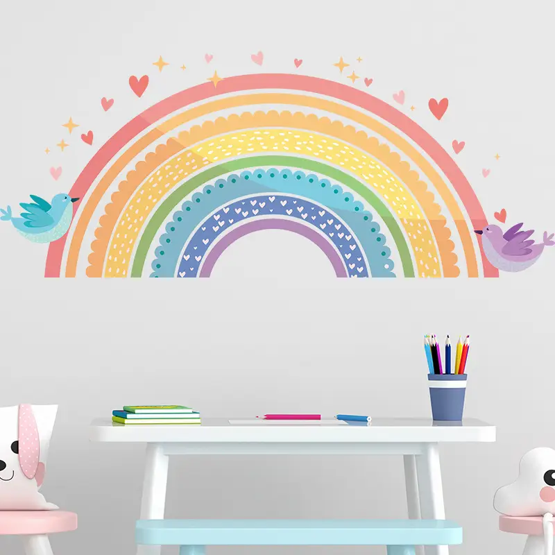 Cartoon Rainbow Bird Love Wall Stickers for Kids Room — feature 9