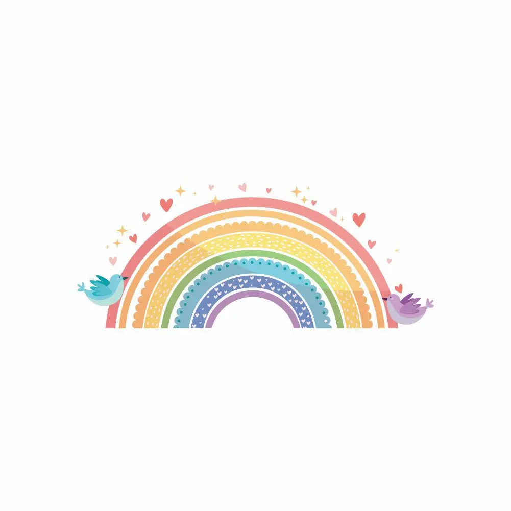 Cartoon Rainbow Bird Love Wall Stickers for Kids Room