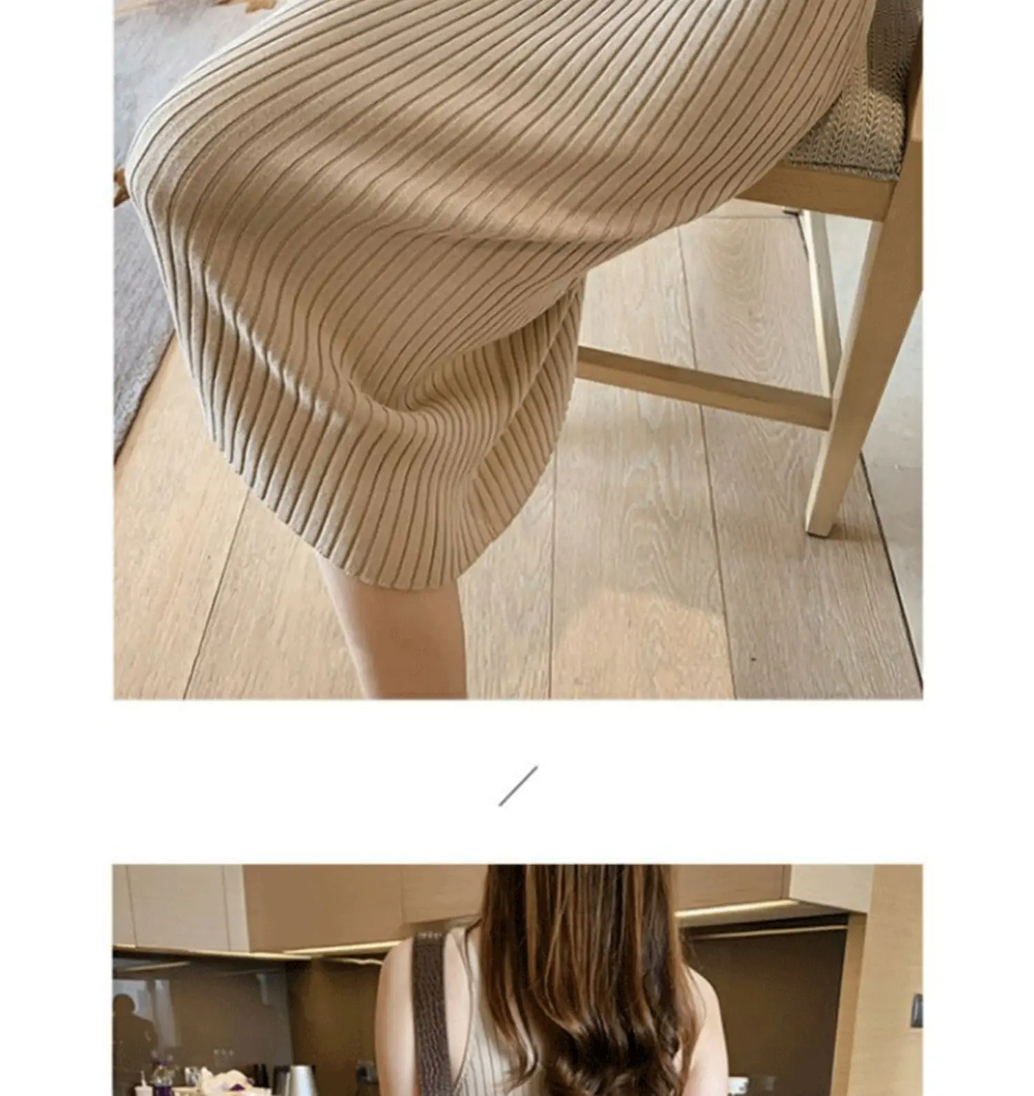 Women Black Knitted Over-the-Knee Vest Skirt Set — feature 21
