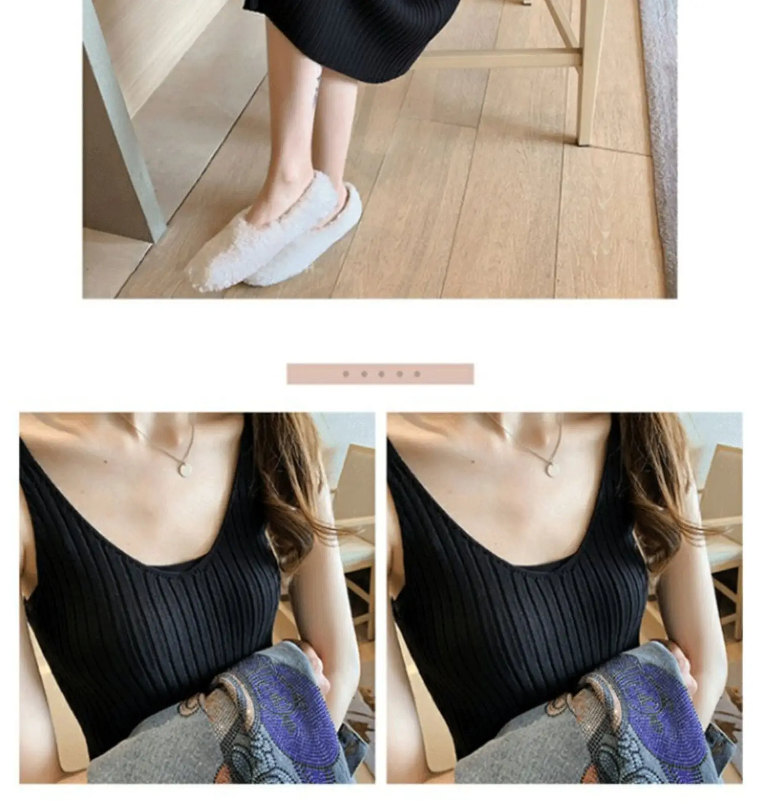 Women Black Knitted Over-the-Knee Vest Skirt Set — feature 9