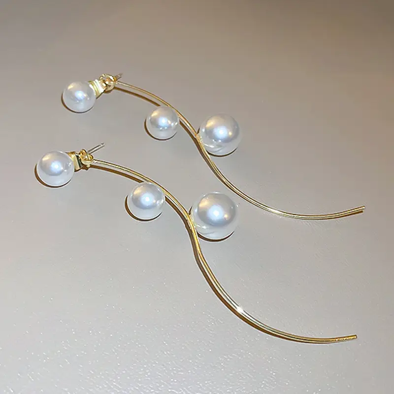 Silver Pearl Tassel Earrings for Women Elegant High-end — feature 5
