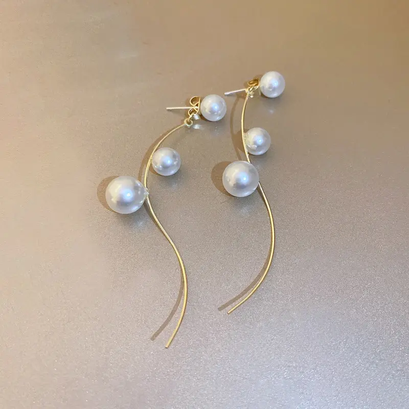 Silver Pearl Tassel Earrings for Women Elegant High-end — feature 7