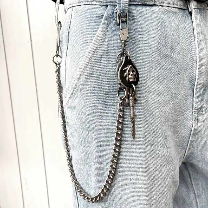 Genuine Leather Punk Pendant Belt for Men
