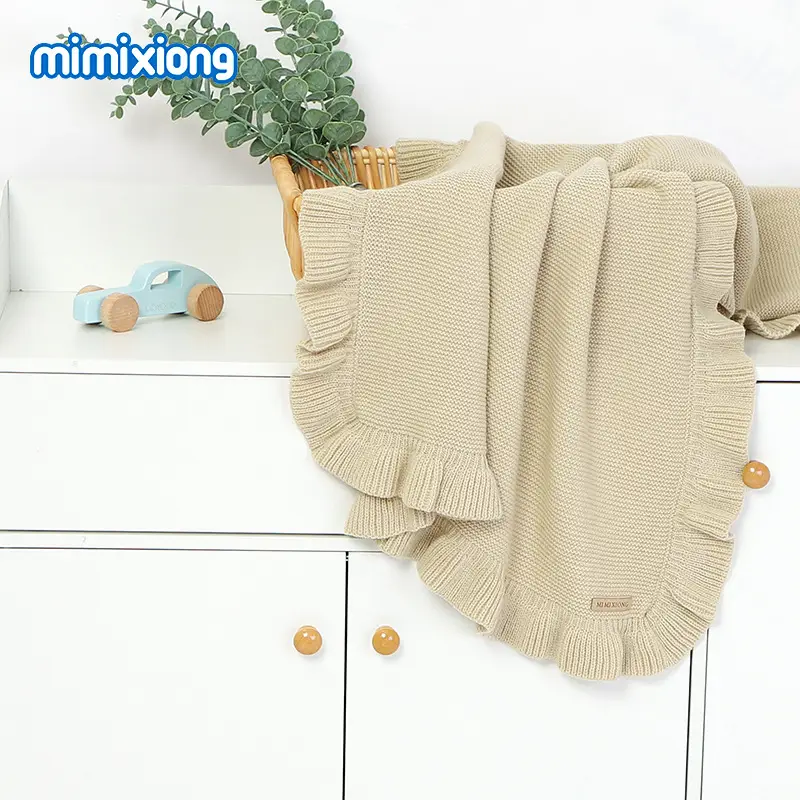 Green Knitted Baby Blanket Quilt Cover Solid
