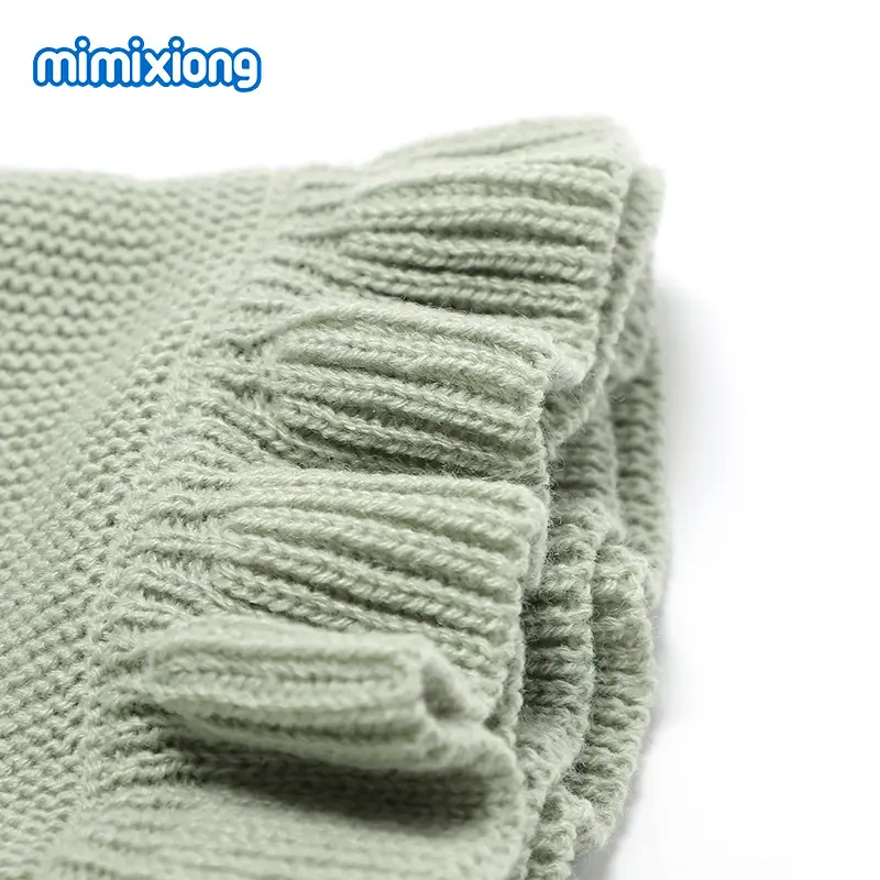 Green Knitted Baby Blanket Quilt Cover Solid