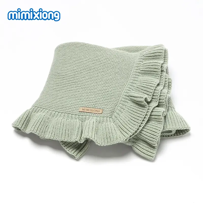 Green Knitted Baby Blanket Quilt Cover Solid