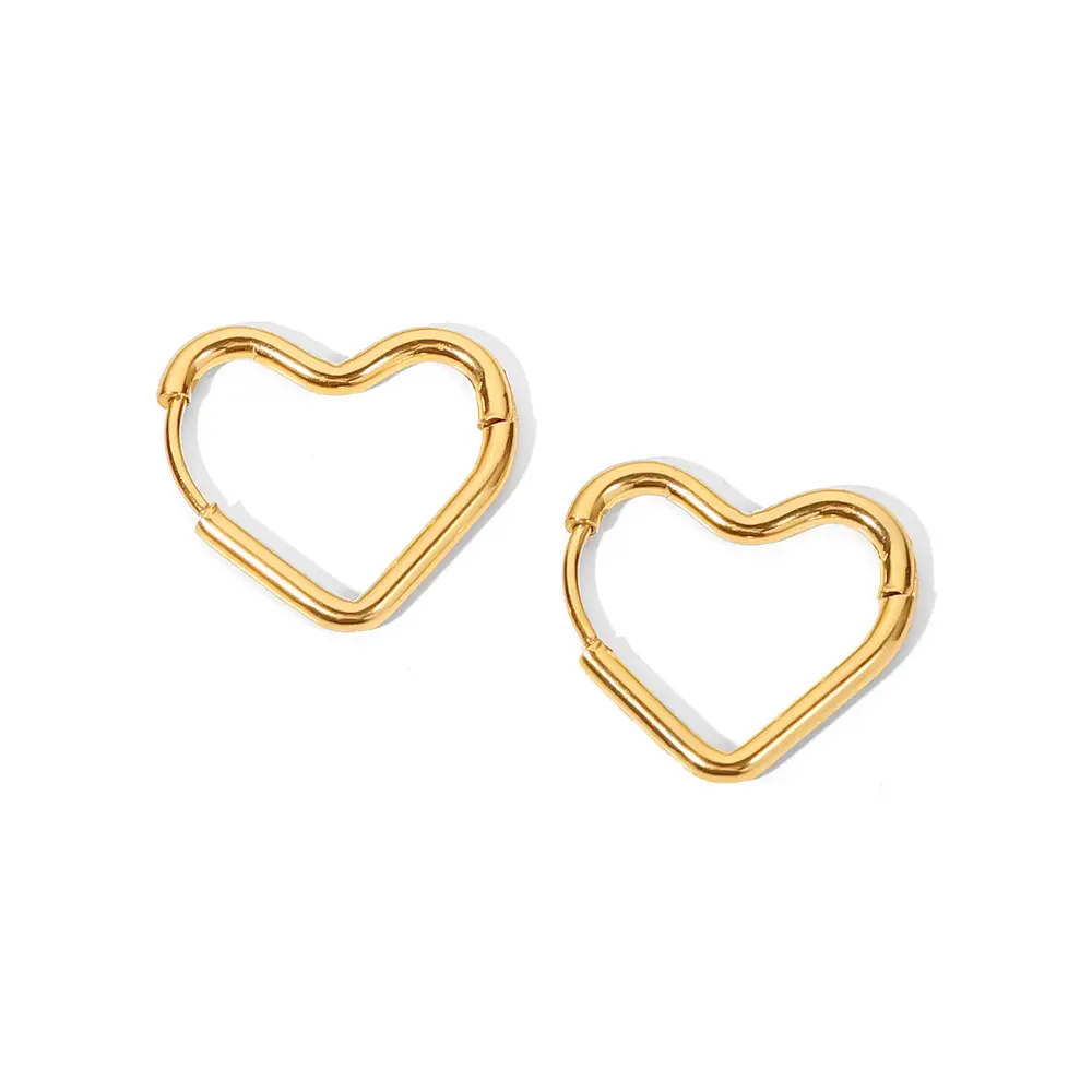 18K Gold Heart Earrings for Women - Image 6