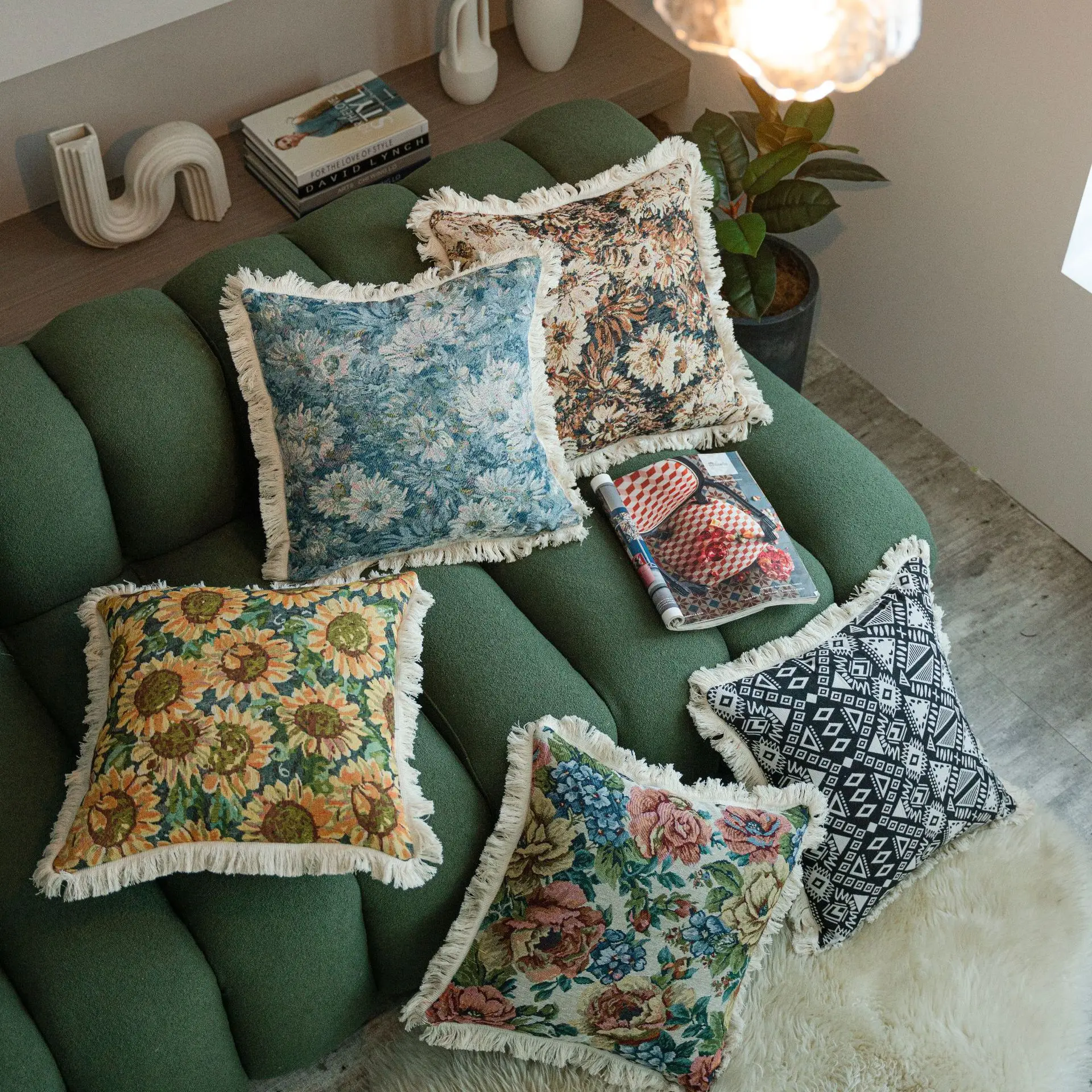 Yamanqi Multicolor Fringed Sofa Pillow - Image 9