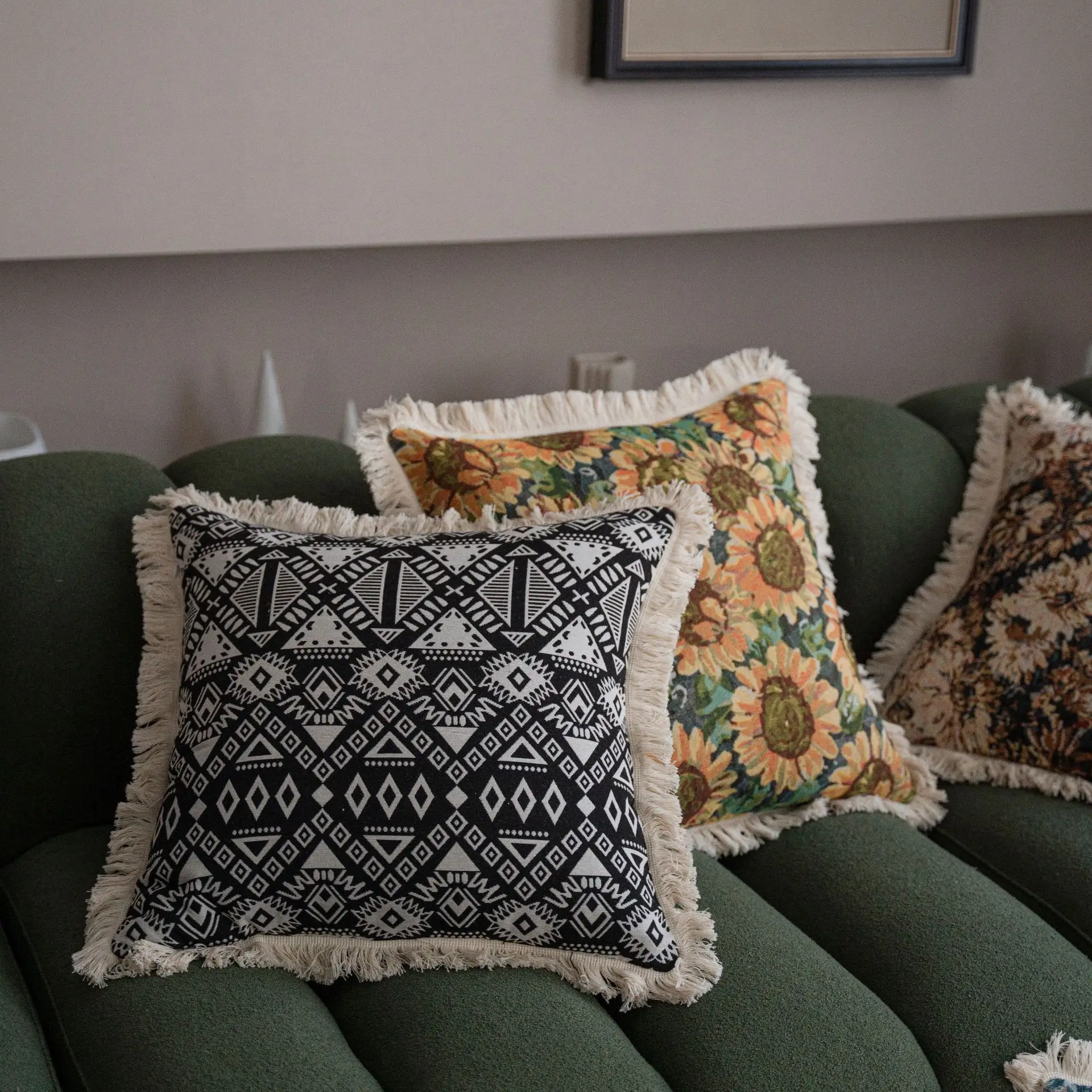 Yamanqi Multicolor Fringed Sofa Pillow - Image 11