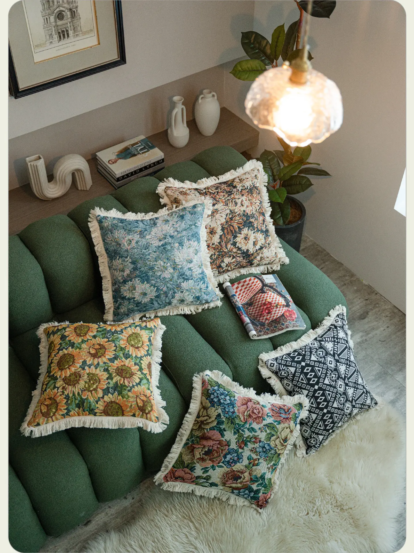 Yamanqi Multicolor Fringed Sofa Pillow — feature 10