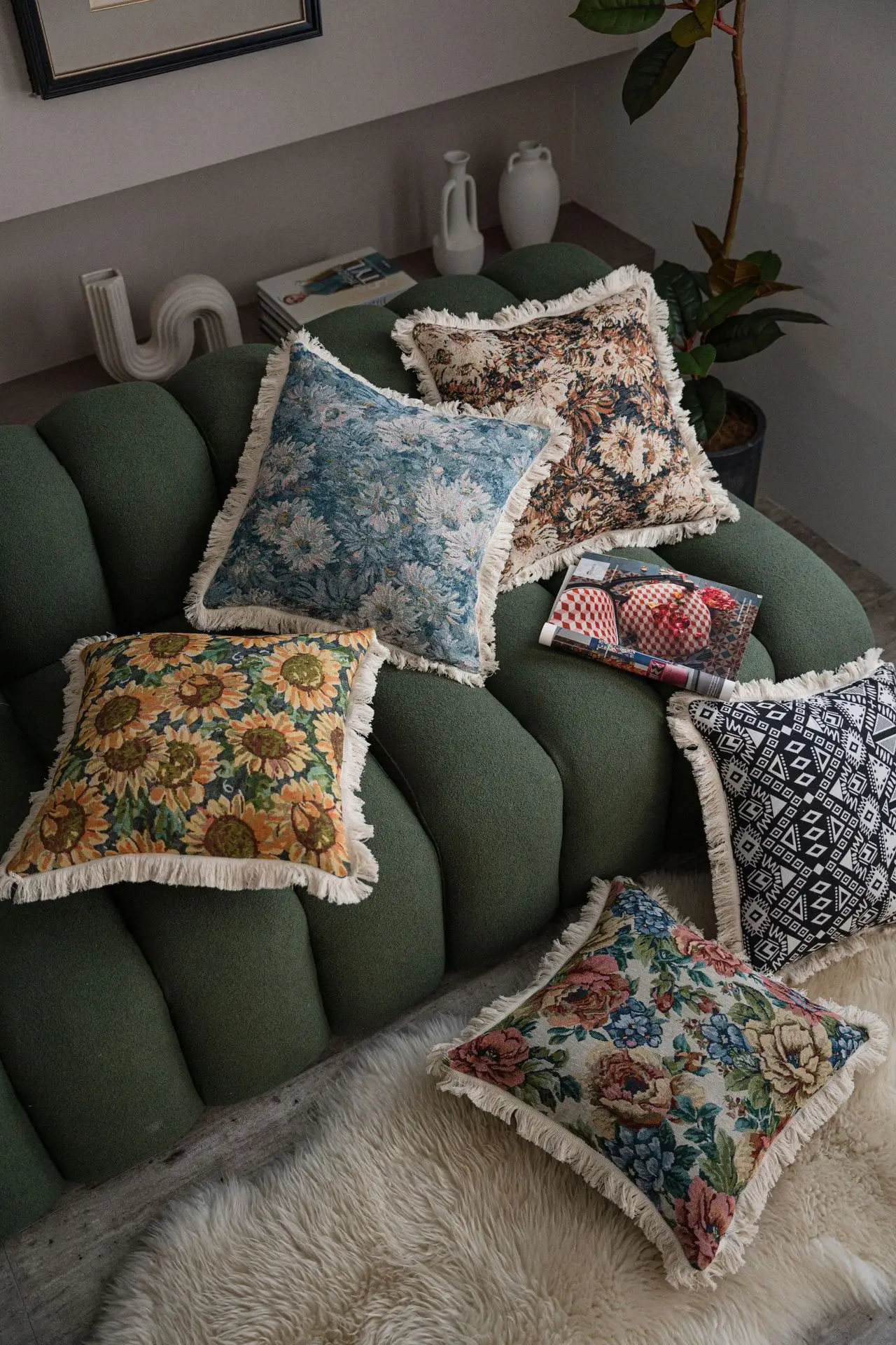 Yamanqi Multicolor Fringed Sofa Pillow — feature 22