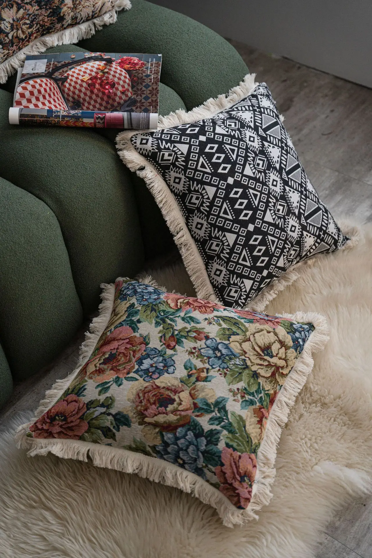 Yamanqi Multicolor Fringed Sofa Pillow — feature 24