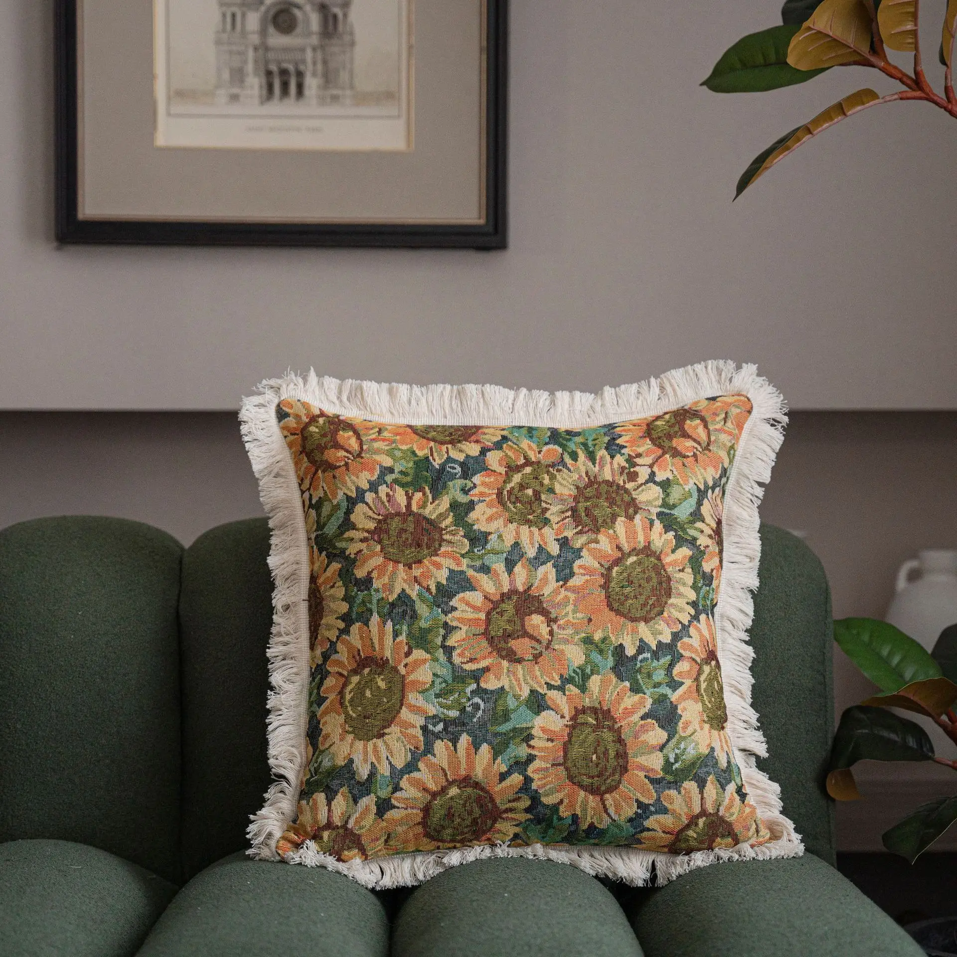 Yamanqi Multicolor Fringed Sofa Pillow - Image 3