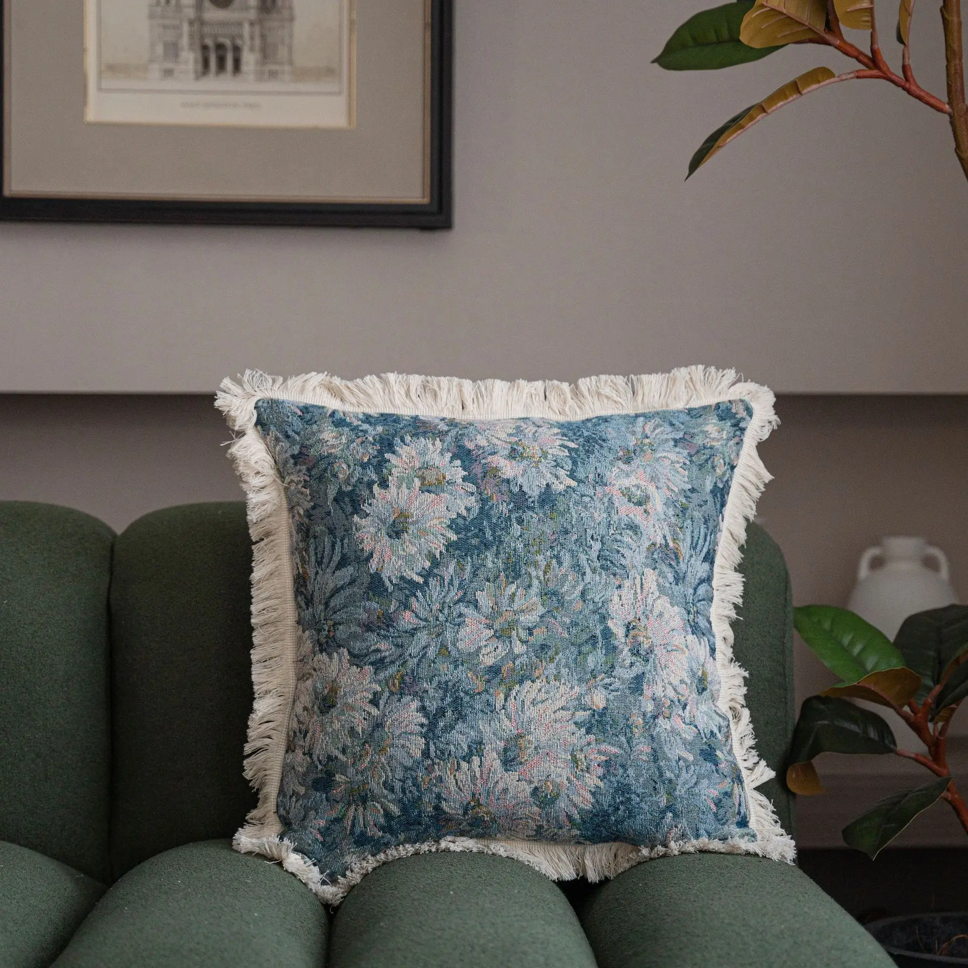 Yamanqi Multicolor Fringed Sofa Pillow - Image 6