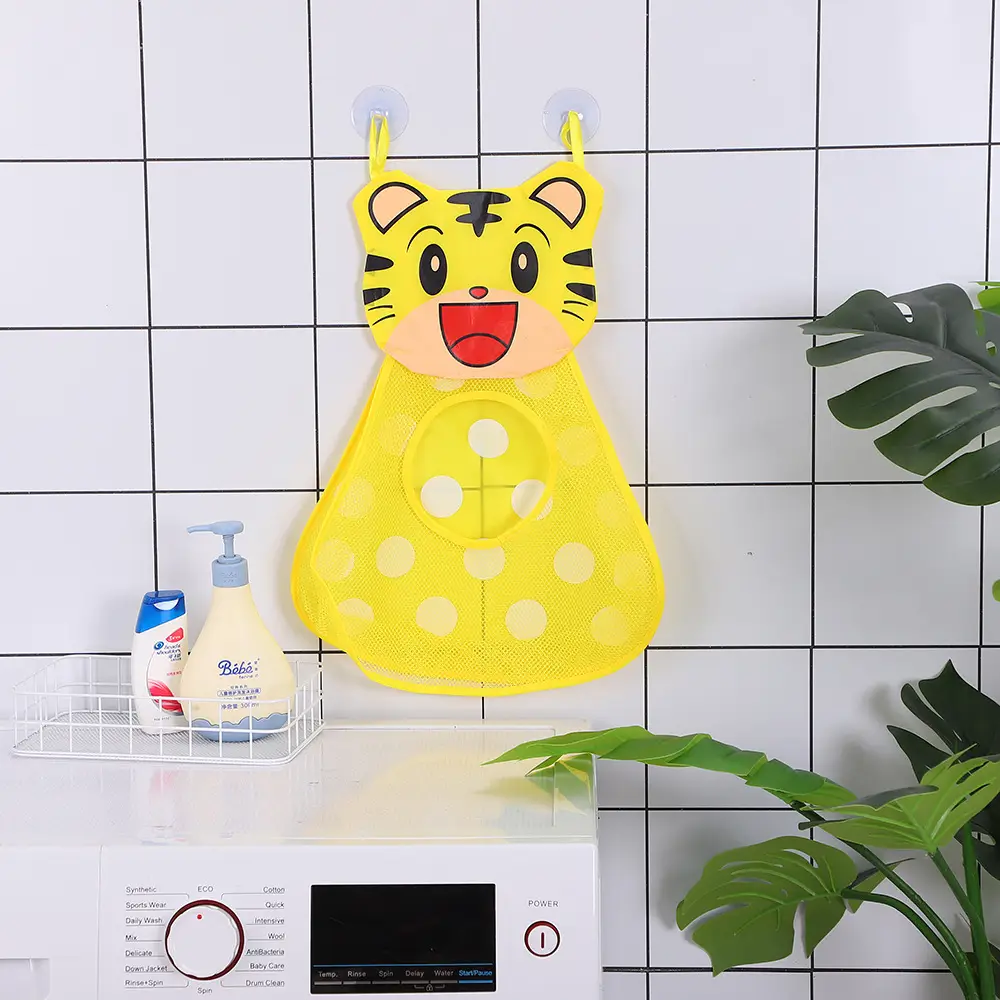 Yellow Polka Dot Suction Cup Bath Bag for Kids - Image 2