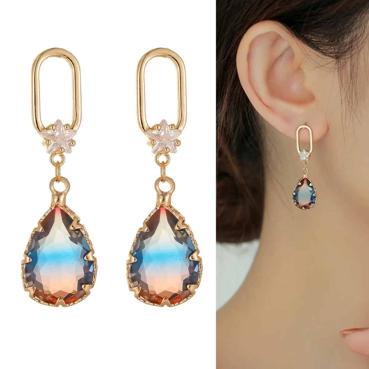 Geometric Crystal Glass Earrings Heavy Industry Mixed Batch Yiwu - Image 8