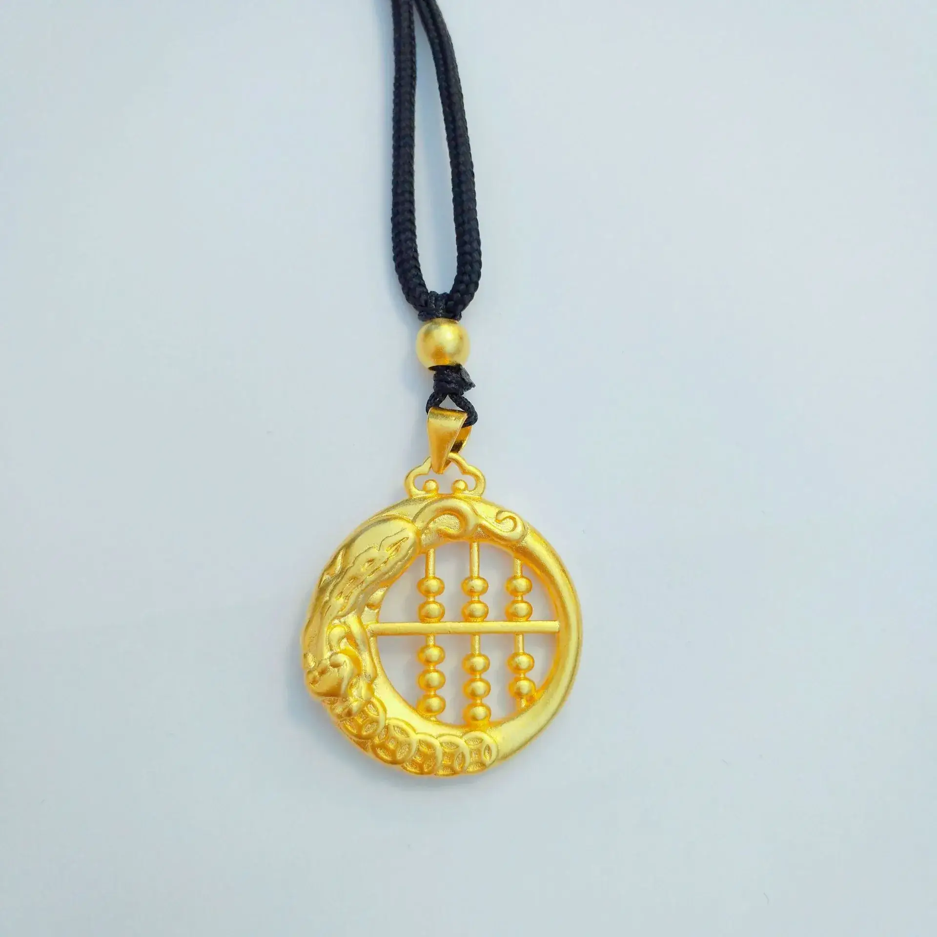 Gold Plated Sand Pixiu Abacus Necklace for Women