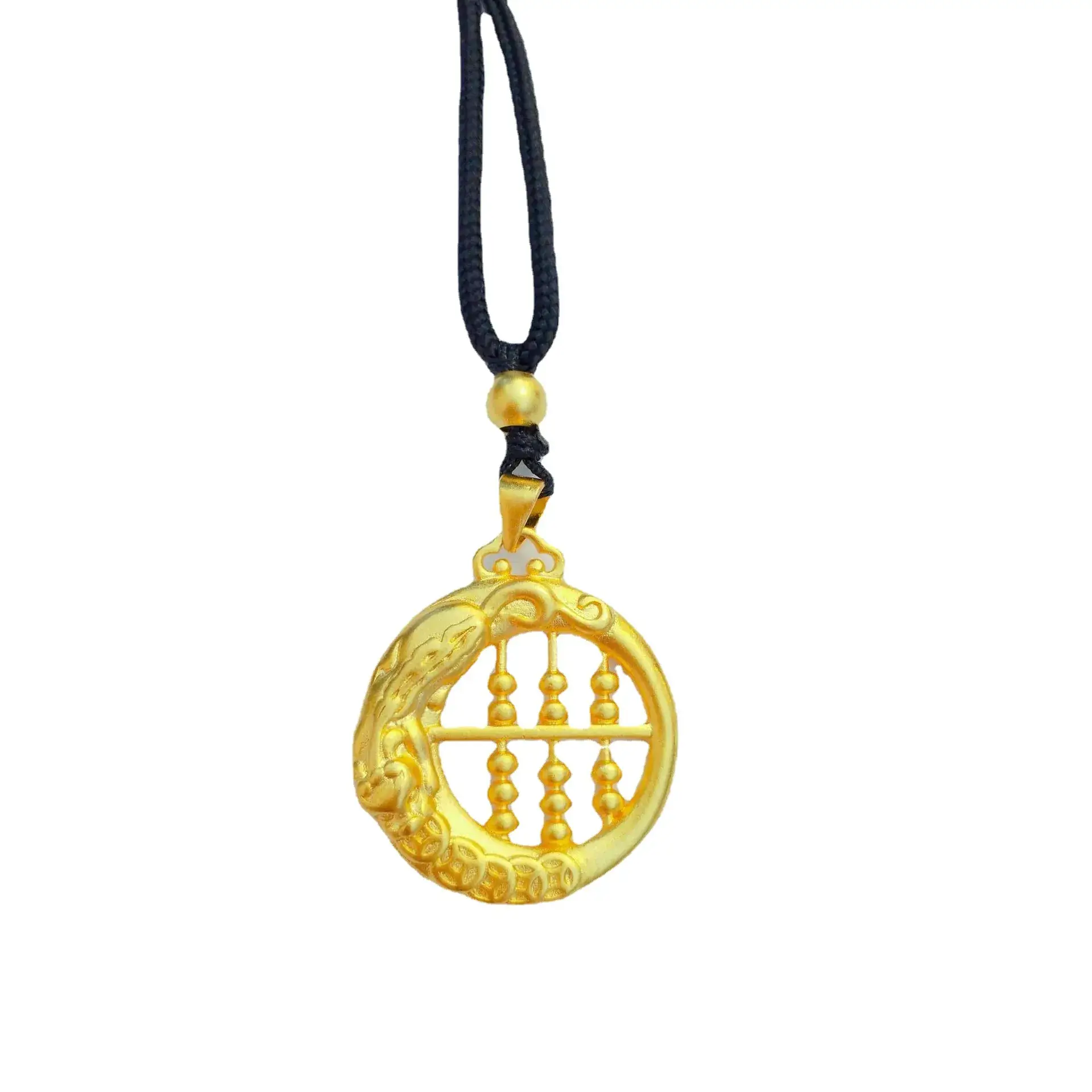 Gold Plated Sand Pixiu Abacus Necklace for Women