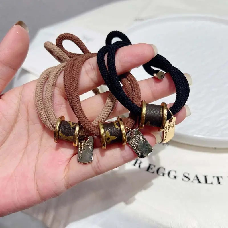 Vintage Brown Leather Hair Rope with Metal Clasp for Women - Image 5