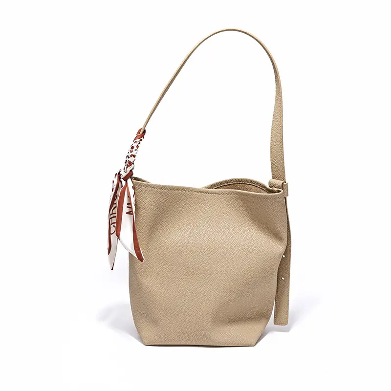 Women's Genuine Leather Silk Scarf Bag with Decorative Ribbon — feature 10