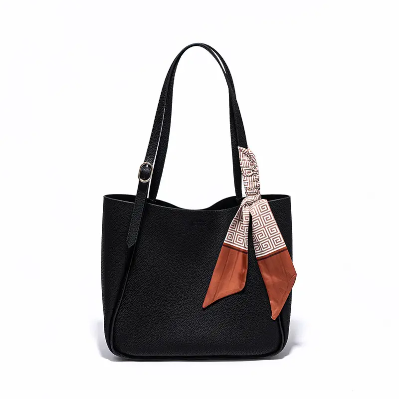 Women's Genuine Leather Silk Scarf Bag with Decorative Ribbon — feature 11