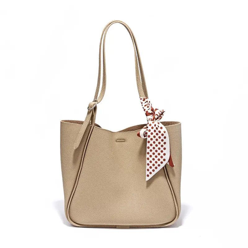 Women's Genuine Leather Silk Scarf Bag with Decorative Ribbon — feature 12