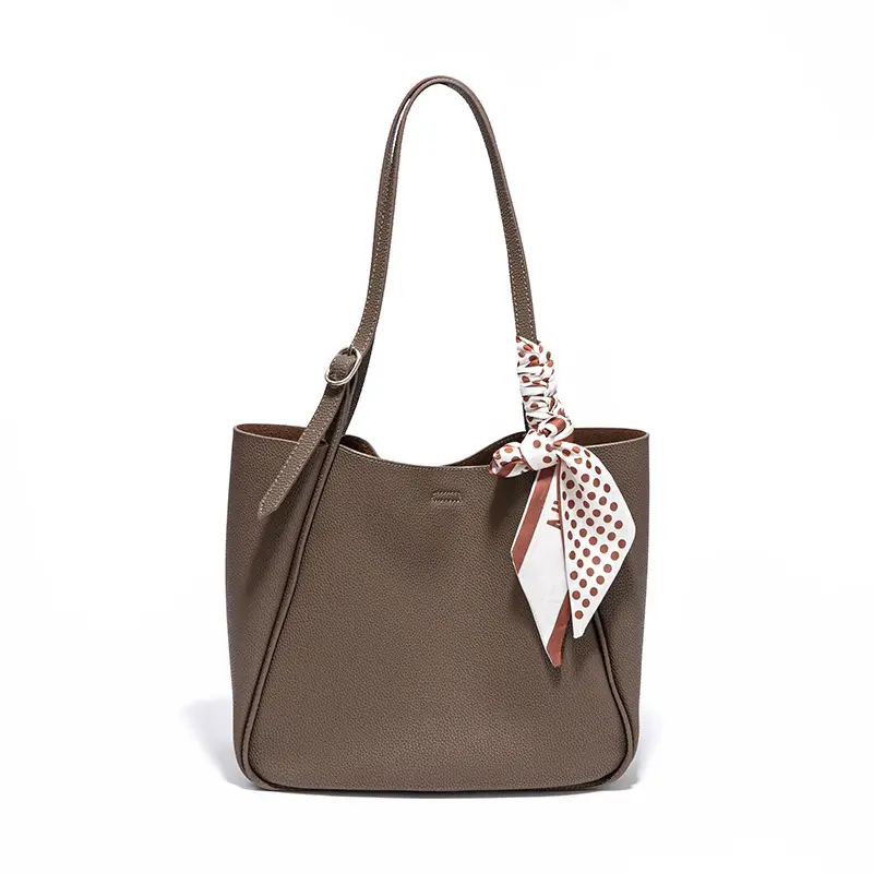 Women's Genuine Leather Silk Scarf Bag with Decorative Ribbon — feature 13