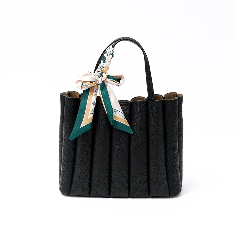 Women's Genuine Leather Silk Scarf Bag with Decorative Ribbon — feature 15