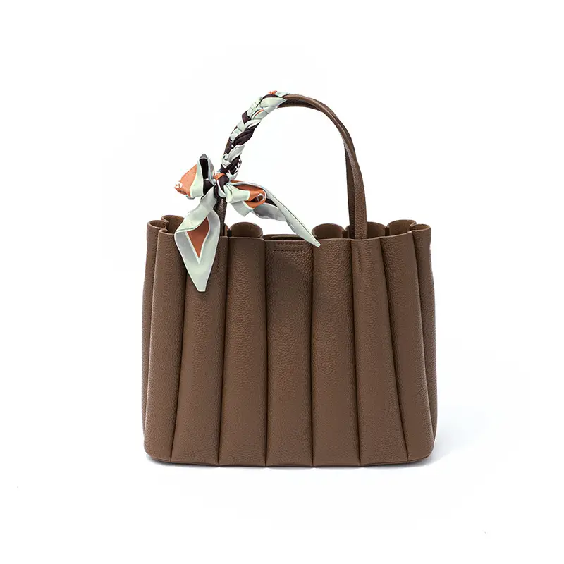 Women's Genuine Leather Silk Scarf Bag with Decorative Ribbon — feature 16