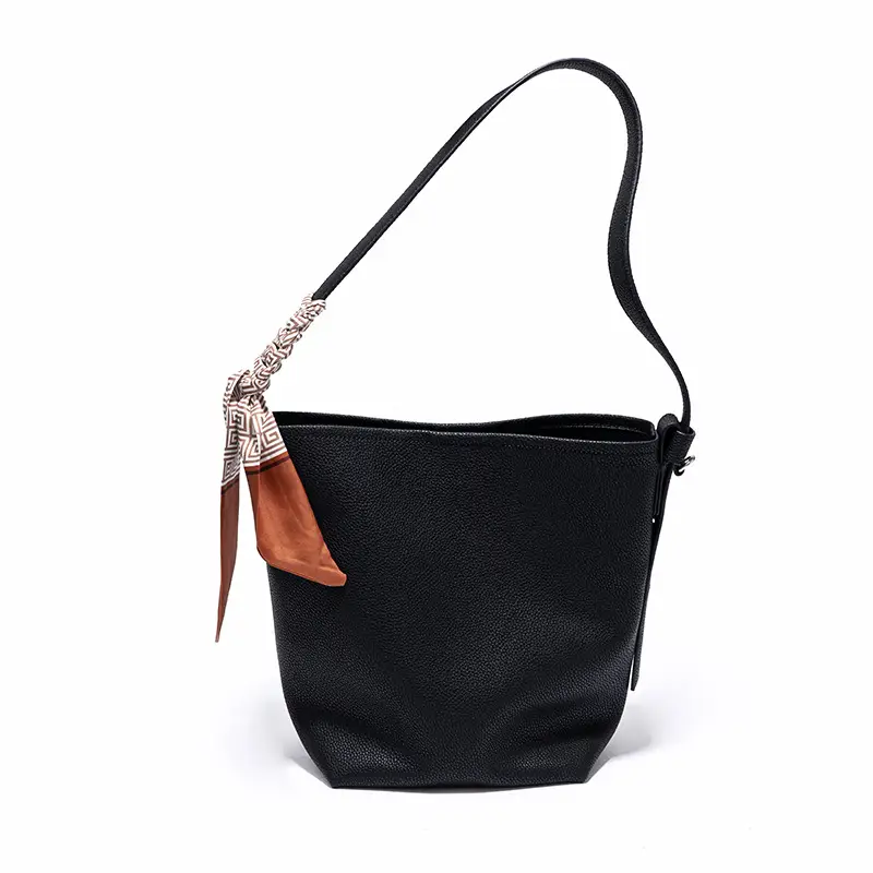 Women's Genuine Leather Silk Scarf Bag with Decorative Ribbon — feature 8