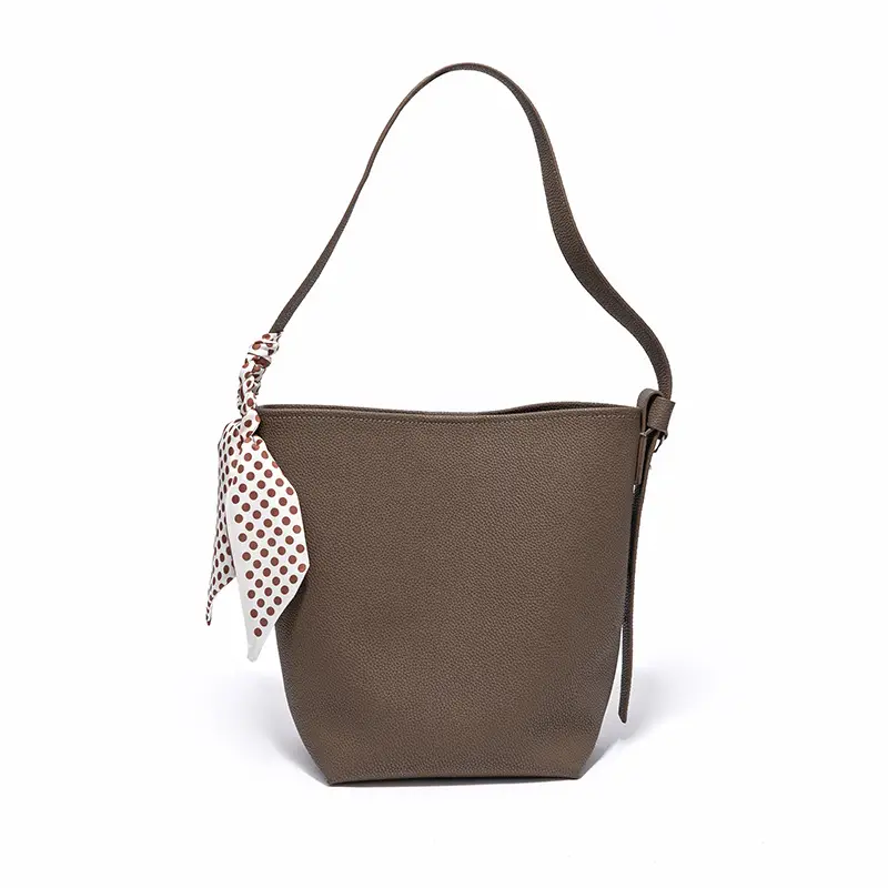 Women's Genuine Leather Silk Scarf Bag with Decorative Ribbon — feature 9
