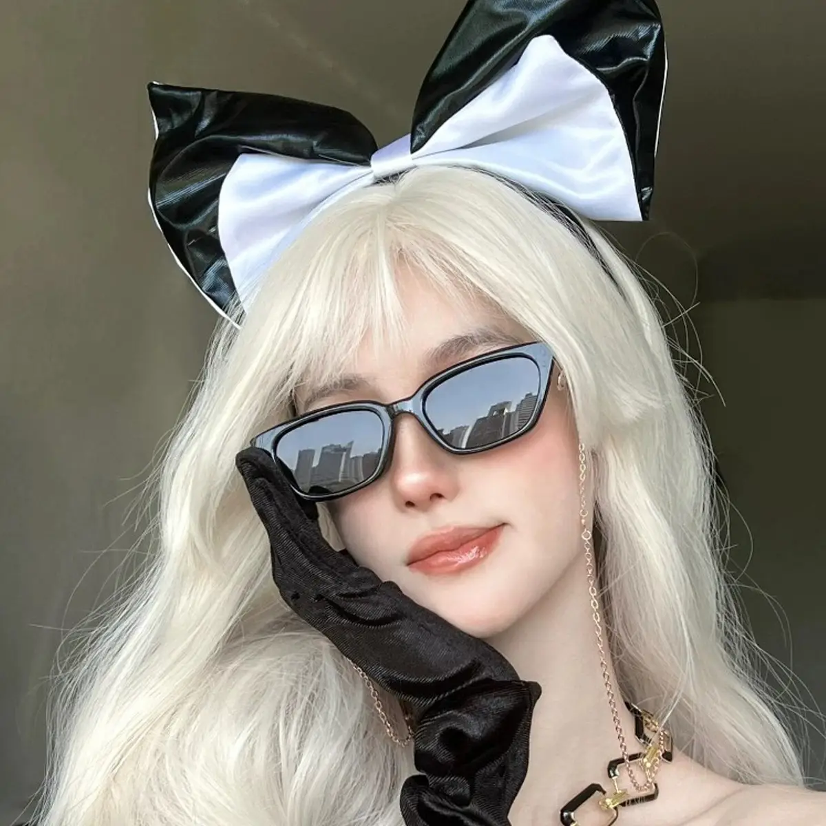 Women Satin Bow Headband with Sweet Pink Lolita Clip - Image 32