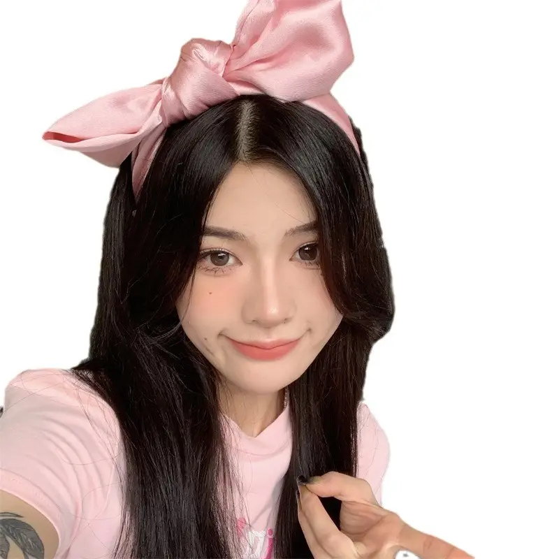 Women Satin Bow Headband with Sweet Pink Lolita Clip - Image 34
