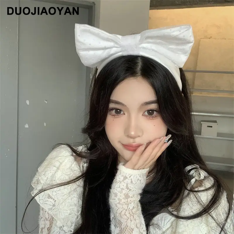 Women Satin Bow Headband with Sweet Pink Lolita Clip - Image 16