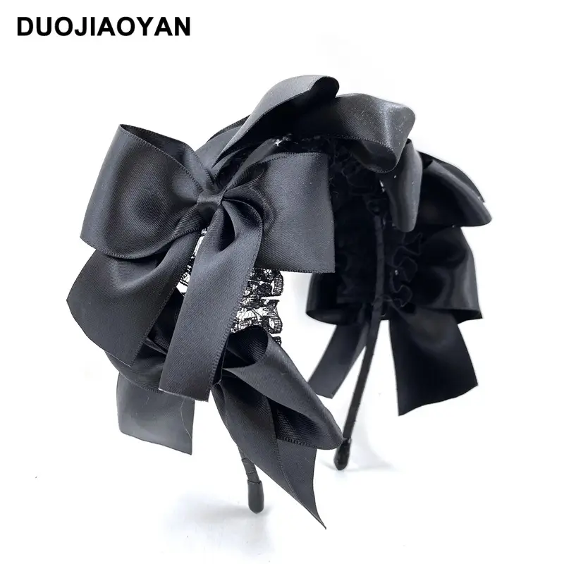 Women Satin Bow Headband with Sweet Pink Lolita Clip - Image 17