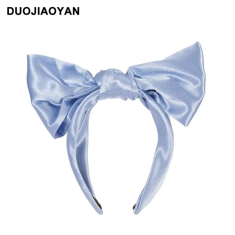 Women Satin Bow Headband with Sweet Pink Lolita Clip - Image 2