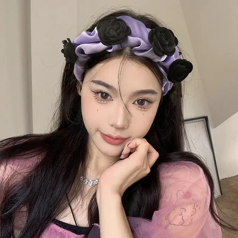 Women Satin Bow Headband with Sweet Pink Lolita Clip - Image 29