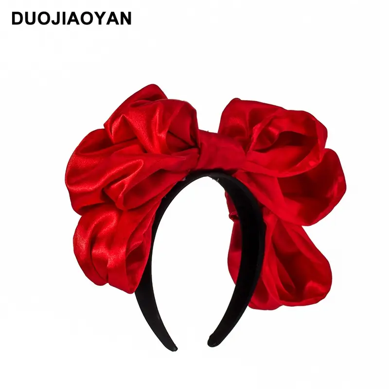 Women Satin Bow Headband with Sweet Pink Lolita Clip - Image 9