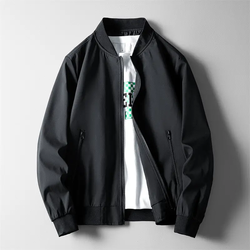Men's Baseball Jacket Solid Color Slim Fit - Image 2