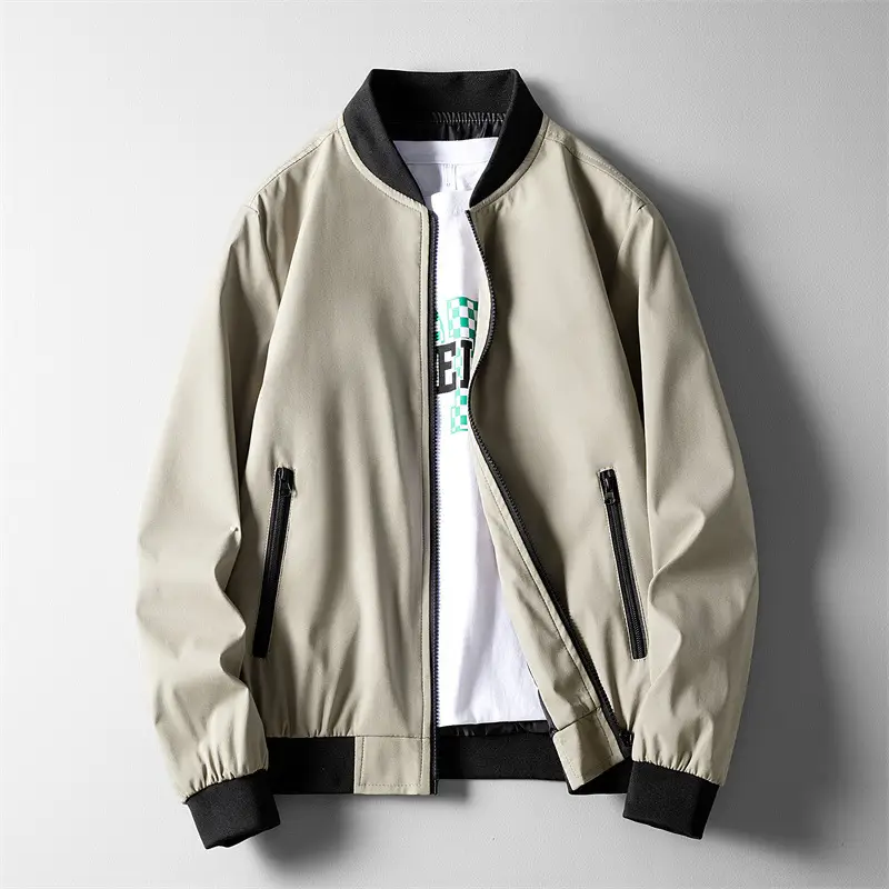 Men's Baseball Jacket Solid Color Slim Fit - Image 4