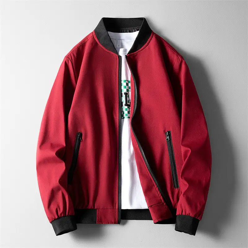 Men's Baseball Jacket Solid Color Slim Fit - Image 3