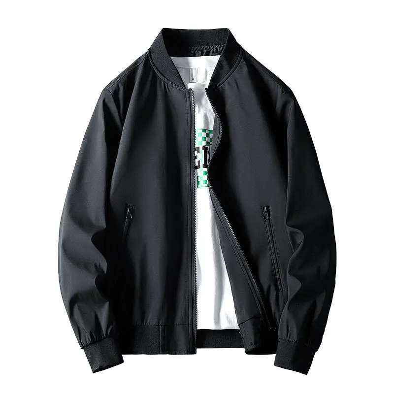 Men's Baseball Jacket Solid Color Slim Fit - Image 6