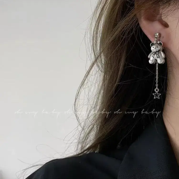 Bear Star Earrings for Women Silver Rhinestone - Image 5